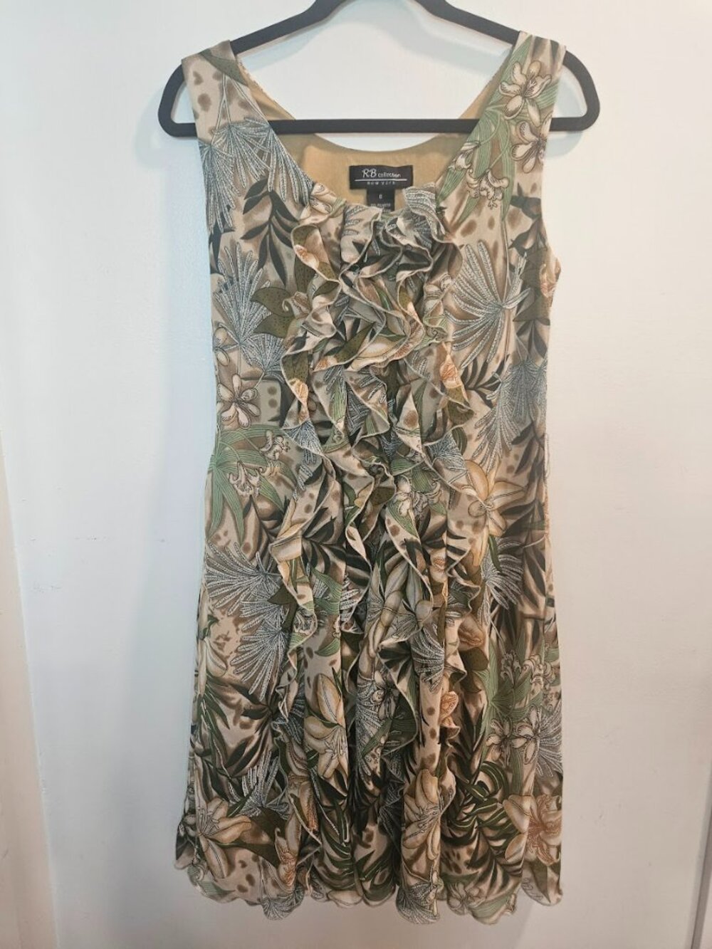 RB Collection New York Ruffle Sleeveless Long A-Line Dress